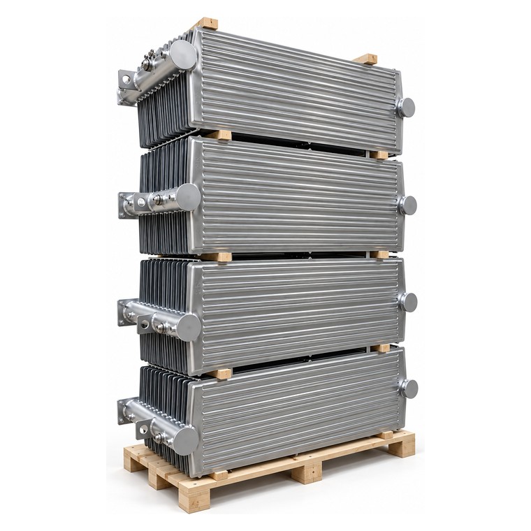 Finished radiators crated and ready for dispatch